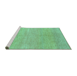 Sideview of Machine Washable Abstract Turquoise Modern Area Rugs, wshabs1585turq