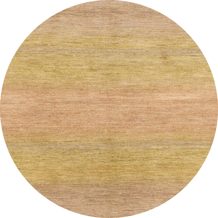 Round Machine Washable Abstract Yellow Rug, wshabs1585