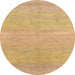 Round Machine Washable Abstract Yellow Rug, wshabs1585