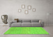 Machine Washable Abstract Green Modern Area Rugs in a Living Room,, wshabs1585grn