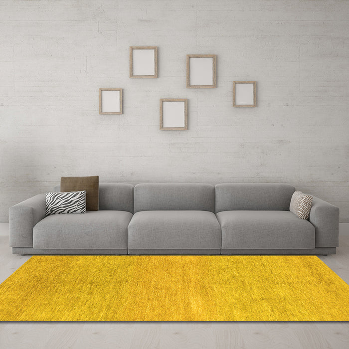 Machine Washable Abstract Yellow Modern Rug in a Living Room, wshabs1585yw