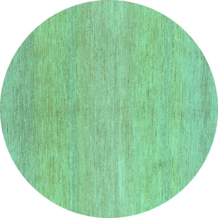 Round Abstract Turquoise Modern Rug, abs1585turq