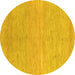 Round Machine Washable Abstract Yellow Modern Rug, wshabs1585yw