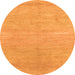 Round Machine Washable Abstract Orange Modern Area Rugs, wshabs1585org