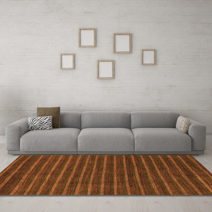 Machine Washable Abstract Orange Modern Area Rugs in a Living Room, wshabs1586org