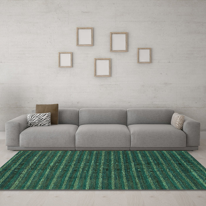 Machine Washable Abstract Turquoise Modern Area Rugs in a Living Room,, wshabs1586turq