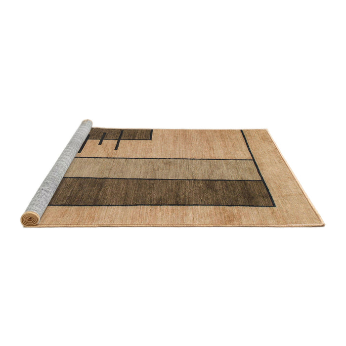 Sideview of Machine Washable Abstract Brown Sand Brown Rug, wshabs1587