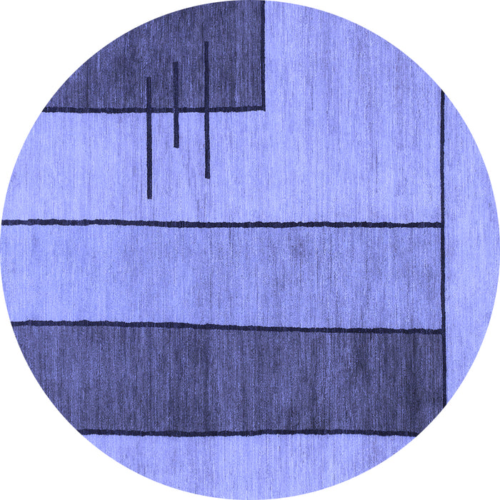 Round Machine Washable Abstract Blue Modern Rug, wshabs1587blu