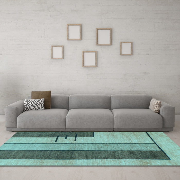 Machine Washable Abstract Light Blue Modern Rug in a Living Room, wshabs1587lblu