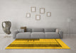 Machine Washable Abstract Yellow Modern Rug in a Living Room, wshabs1587yw