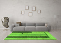 Machine Washable Abstract Green Modern Rug, wshabs1587grn