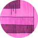 Round Machine Washable Abstract Pink Modern Rug, wshabs1587pnk