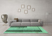 Machine Washable Abstract Turquoise Modern Area Rugs in a Living Room,, wshabs1587turq