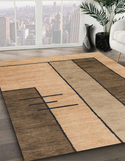 Machine Washable Abstract Brown Sand Brown Rug in a Family Room, wshabs1587