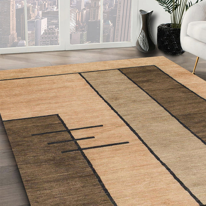 Machine Washable Abstract Brown Sand Brown Rug in a Family Room, wshabs1587
