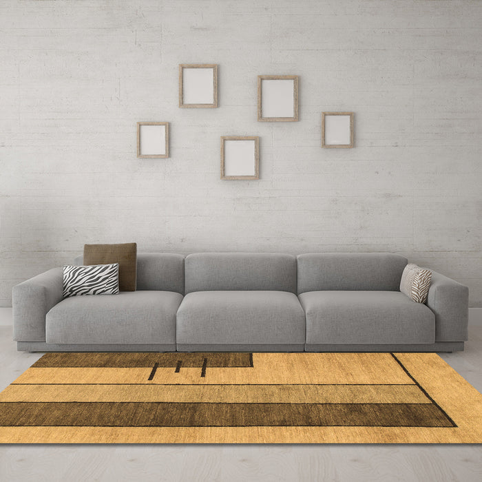 Machine Washable Abstract Brown Modern Rug in a Living Room,, wshabs1587brn