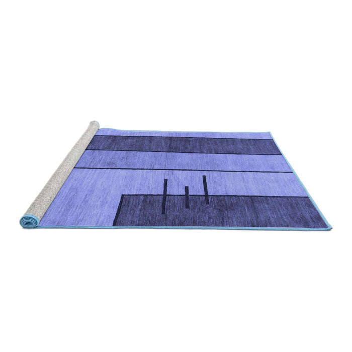Sideview of Machine Washable Abstract Blue Modern Rug, wshabs1587blu