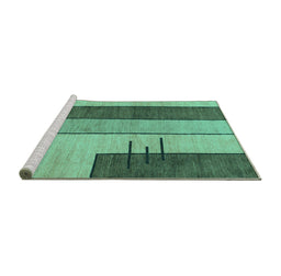 Sideview of Machine Washable Abstract Turquoise Modern Area Rugs, wshabs1587turq