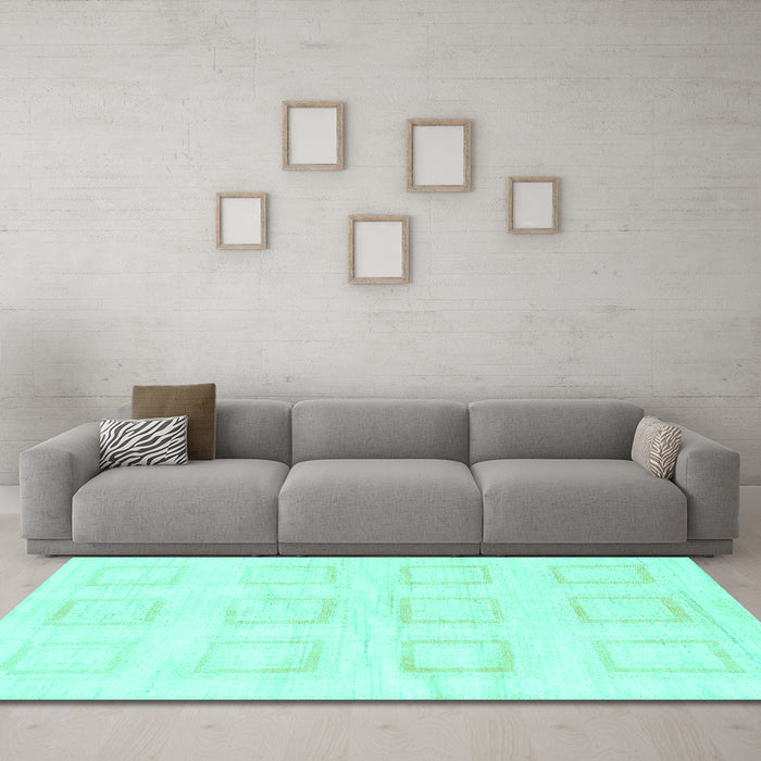 Machine Washable Solid Turquoise Modern Area Rugs in a Living Room,, wshabs1588turq