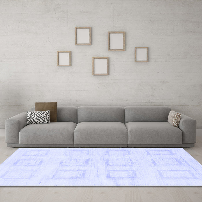 Machine Washable Solid Blue Modern Rug in a Living Room, wshabs1588blu