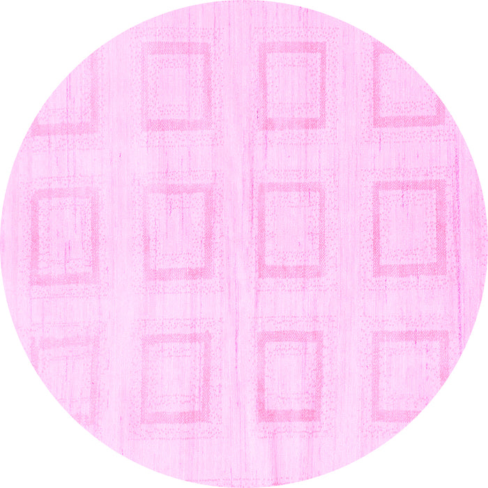 Round Machine Washable Solid Pink Modern Rug, wshabs1588pnk