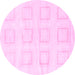 Round Machine Washable Solid Pink Modern Rug, wshabs1588pnk