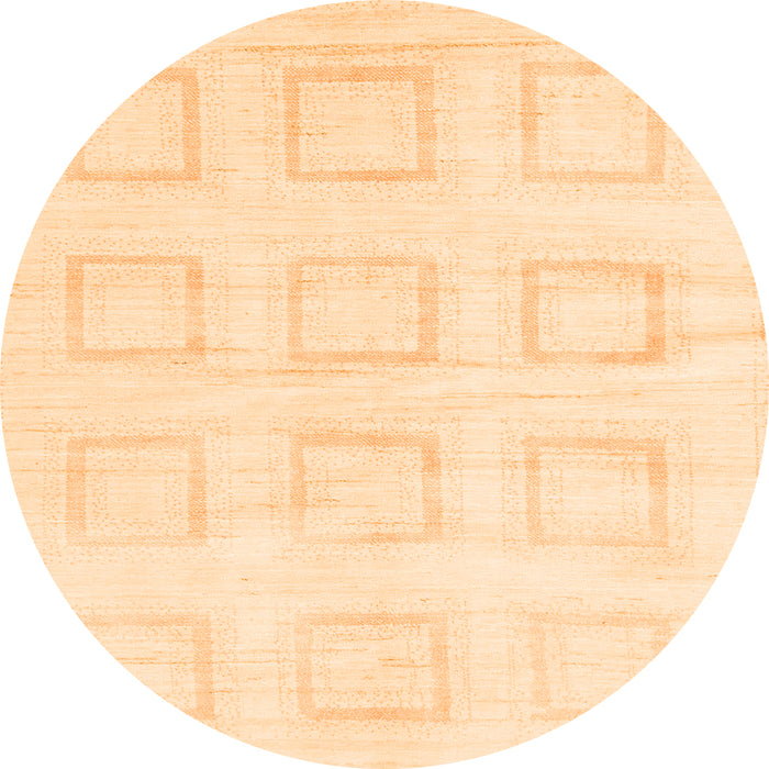 Round Machine Washable Solid Orange Modern Area Rugs, wshabs1588org