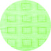 Round Machine Washable Solid Green Modern Area Rugs, wshabs1588grn