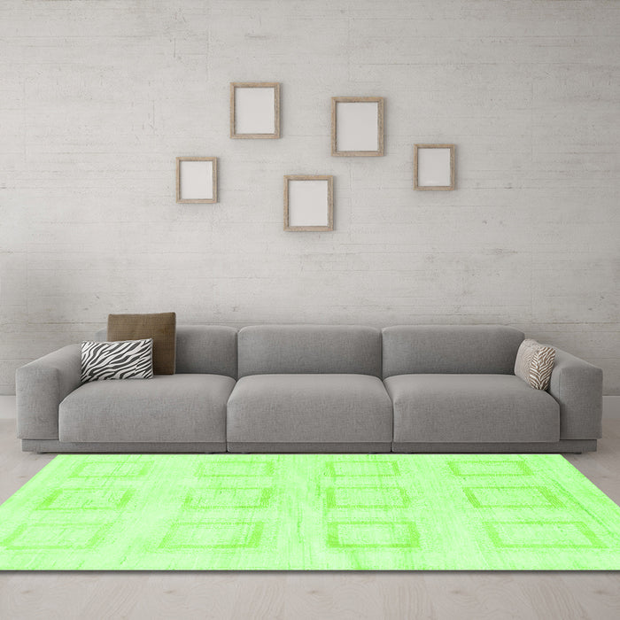 Machine Washable Solid Green Modern Area Rugs in a Living Room,, wshabs1588grn