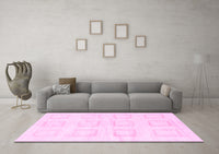 Machine Washable Solid Pink Modern Rug, wshabs1588pnk