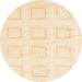 Round Abstract Brown Gold Solid Rug, abs1588