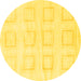 Round Machine Washable Solid Yellow Modern Rug, wshabs1588yw