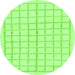 Round Machine Washable Solid Green Modern Area Rugs, wshabs1589grn