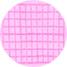 Round Machine Washable Solid Pink Modern Rug, wshabs1589pnk