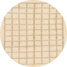 Round Abstract Yellow Solid Rug, abs1589