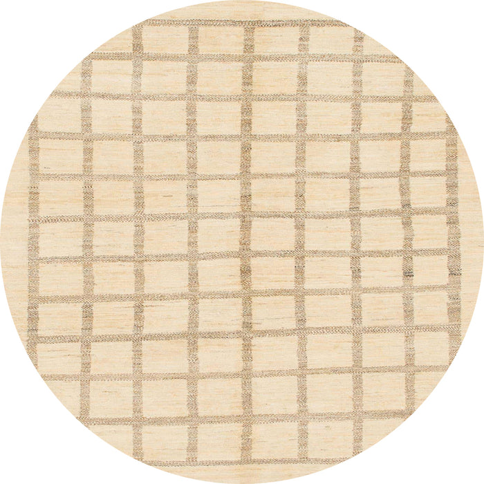 Round Abstract Yellow Solid Rug, abs1589