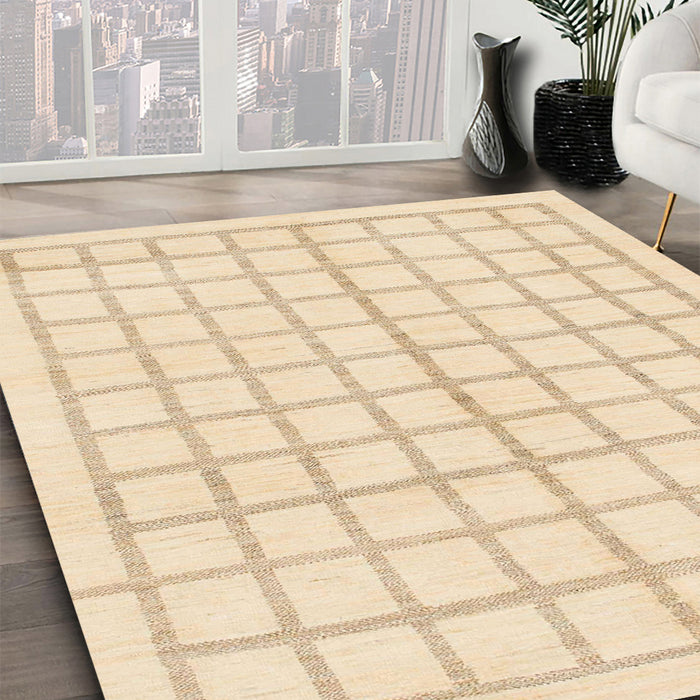 Abstract Yellow Solid Rug in Family Room, abs1589