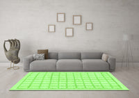 Machine Washable Solid Green Modern Rug, wshabs1589grn