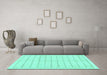 Machine Washable Solid Turquoise Modern Area Rugs in a Living Room,, wshabs1589turq