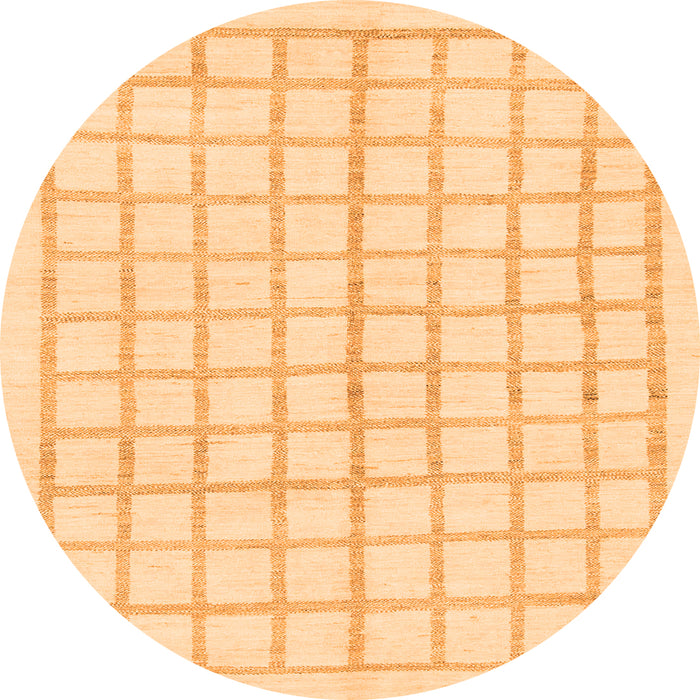 Round Machine Washable Solid Orange Modern Area Rugs, wshabs1589org
