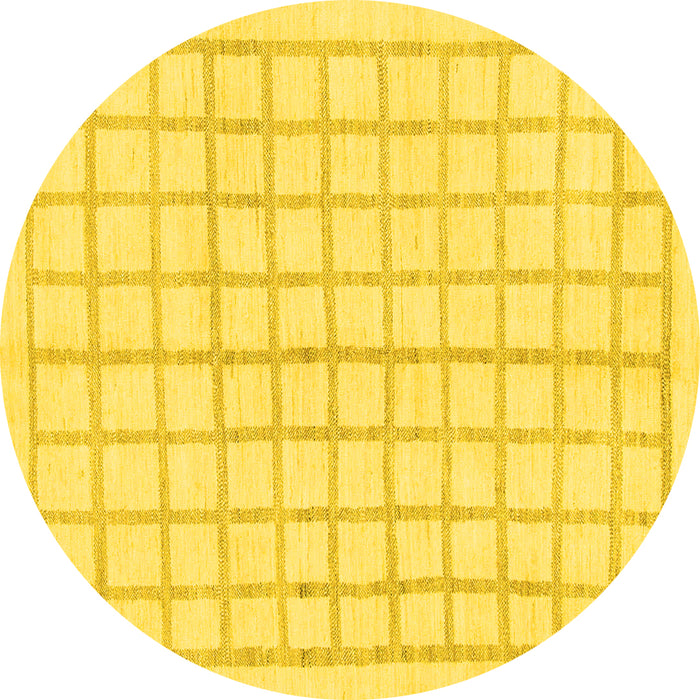 Round Machine Washable Solid Yellow Modern Rug, wshabs1589yw