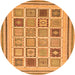 Round Machine Washable Abstract Orange Modern Area Rugs, wshabs158org