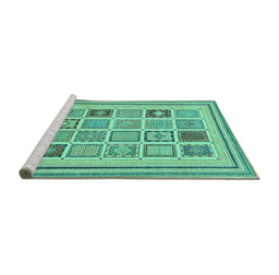 Sideview of Machine Washable Abstract Turquoise Modern Area Rugs, wshabs158turq