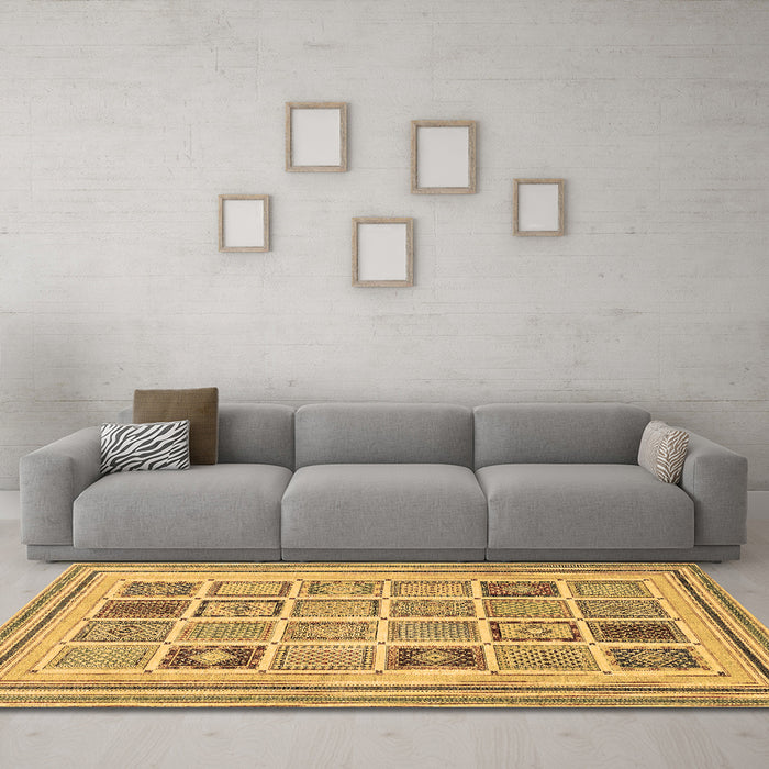 Machine Washable Abstract Brown Modern Rug in a Living Room,, wshabs158brn