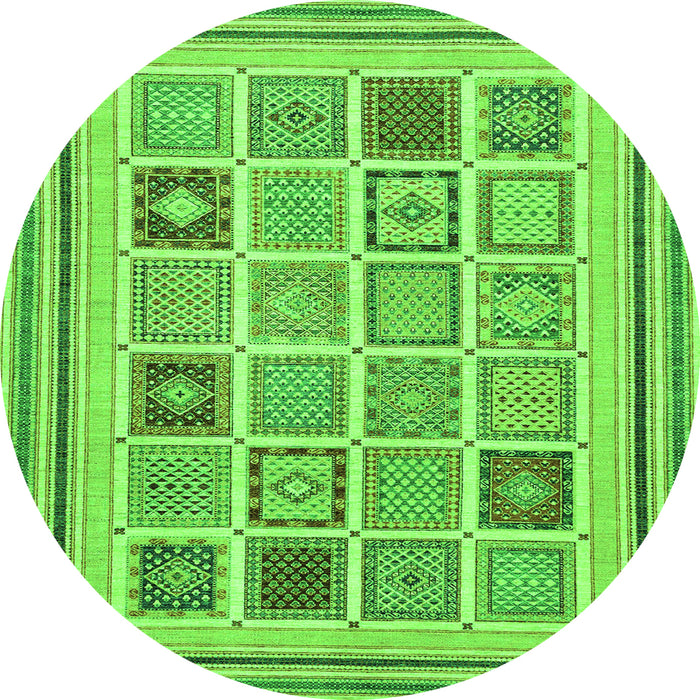 Round Machine Washable Abstract Green Modern Area Rugs, wshabs158grn