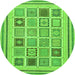 Round Machine Washable Abstract Green Modern Area Rugs, wshabs158grn