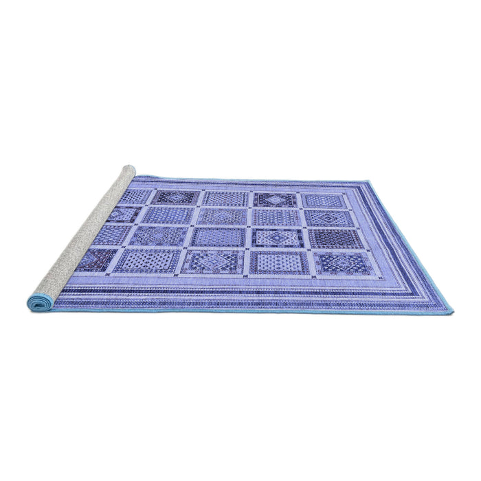 Sideview of Machine Washable Abstract Blue Modern Rug, wshabs158blu