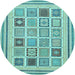 Round Machine Washable Abstract Light Blue Modern Rug, wshabs158lblu