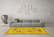 Machine Washable Abstract Yellow Modern Rug in a Living Room, wshabs158yw