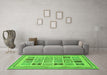 Machine Washable Abstract Green Modern Area Rugs in a Living Room,, wshabs158grn